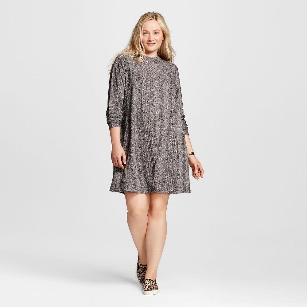 Grey long sleeve swing dress